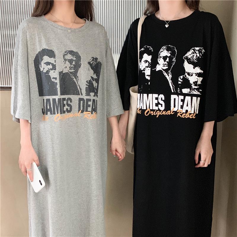 Korean Style Knee-Length Nightdress for Plus Size Women - Loose, Casual, and Comfortable Spring/Summer Dress.