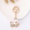 Keychain Pendant Sparkling Rhinestones Pumpkin Carriage Shape Charm Key Chain Strong Lobster Clasp Multi-Functional Key Holder