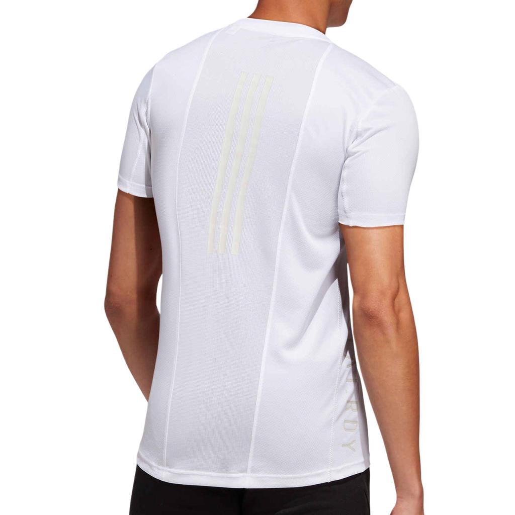 adidas T Shirts Men's White Crew Neck Moderate Straight Fit FM2098