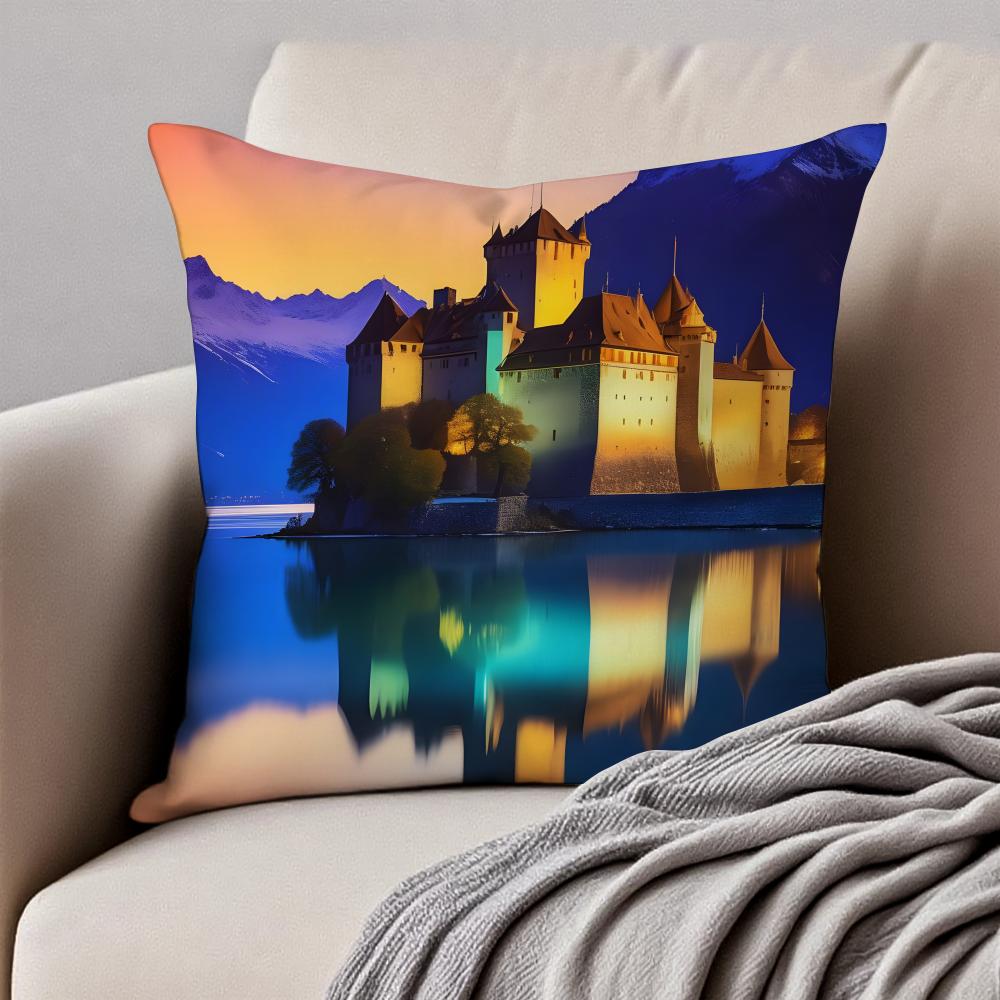 1PCS Classical CChillon Swiss Cushion Cover Pillowcase Antidustmite Invisible Zipper Short Plush Sofa Cushion