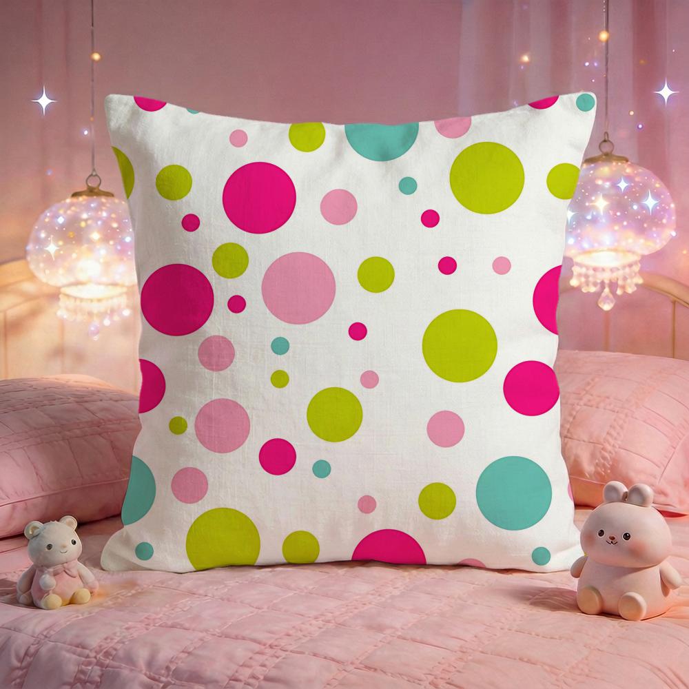Cute Polka Dot Pop Cushion Cover Premium Comfort Reversible Pillow Cove Two in One Design for Any Room  Car Interior