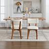 Modern Mid-Century Style Dining Chair Set of 2, Solid Wood Legs Fabric Upholstered Seat for Kitchen, Dining Room or Office (Beige Linen)