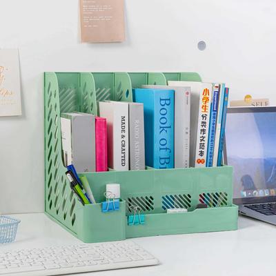 Kalınlaştırılmış Dosya Çerçevesi Kalemlikli Ofis Masaüstü Dosya Düzenleyici Raflar Dört Sütunlu Dosya Rayı