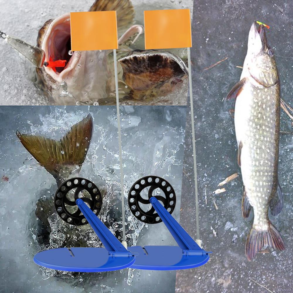 FTK Ice Fishing Flag Convenient Braking System Winter Ice Fishing Flag Indicator Ice Fishing Disc Equipment Tackle Tool