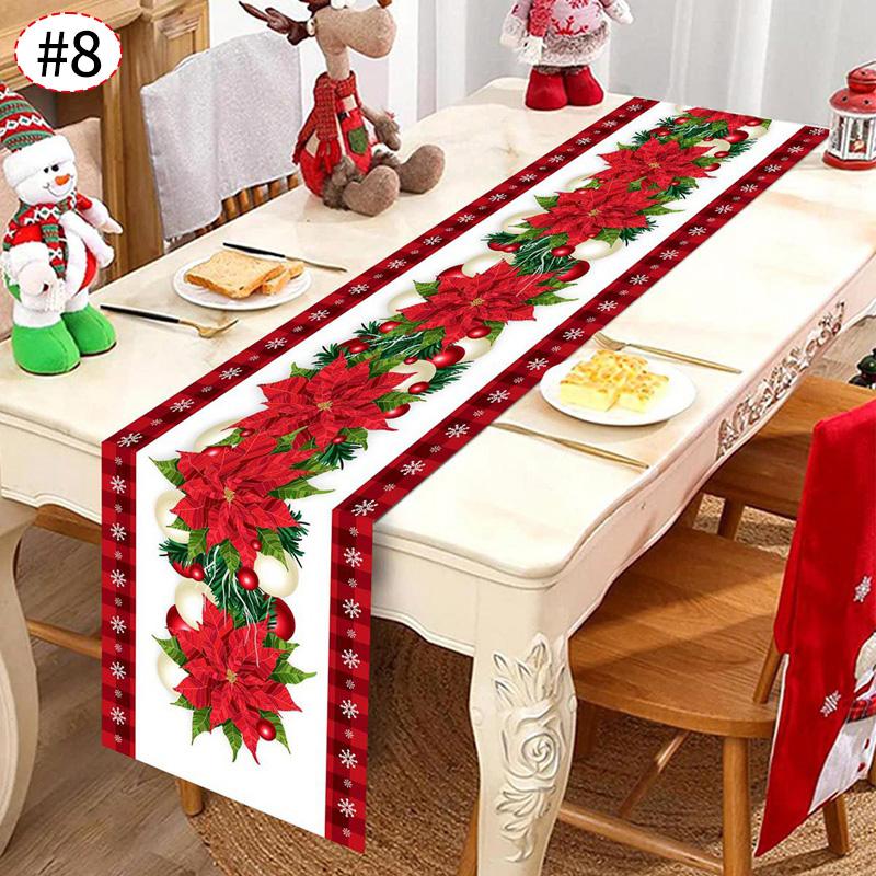 

Snowflakes Table Runner Christmas Themed Santa Claus Tablecloth Xmas Table Kitchen Home Party Table Decor as the shown