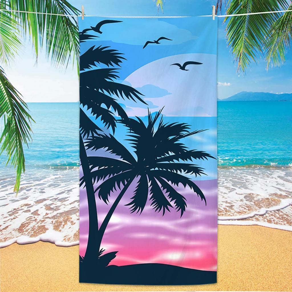Toalla de Playa con Estampado de Palmeras, Impresión Digital Fina de Secado Rápido Anti-Arena Microfibra Ligera para Nadar, Yoga, Viajes, Gimnasio, Regalo