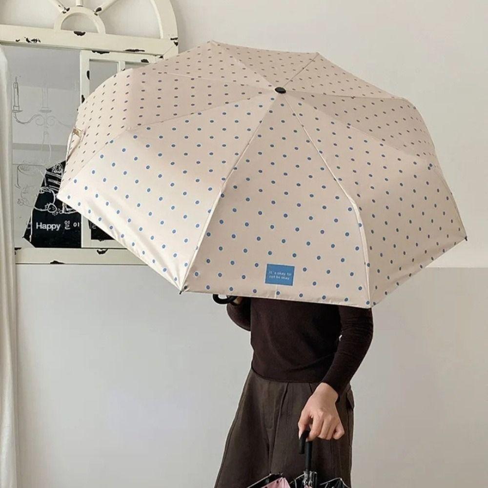 UV Protection Polka Dot Folding Umbrella Lightweight Travel Outdoor Umbrella  Daily Use