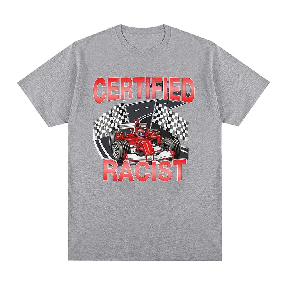 Professionelles Zertifiziertes Rassistisches Lustiges Rennwagen Emoji Grafik T-Shirt Herren Damen Mode Kurzarm Baumwolle Freizeit T-Shirt Tops