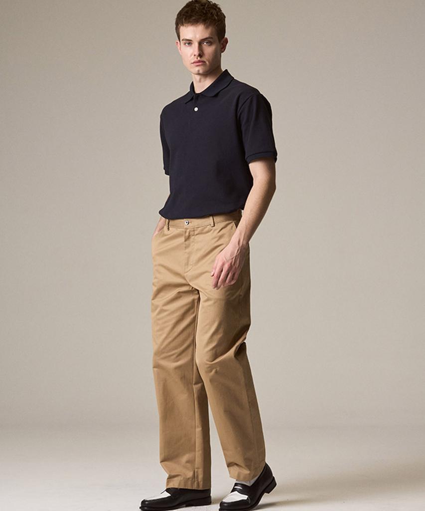 Laijeuaenbillou [Authentic] Authentic Supima 302St Wide Straight Chino Pants Olive
