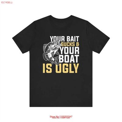 Bait Suck Boat Ugly T Shirt Funny Fishing Insults Outdoor Sport Laughs for Dad Husband Brother Apparel Vintage Washed