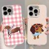 Dachshund Dog Brown Phone Case For iPhone 16,15,14,13,12,11,8,7,Pro,Max,Plus,Mini,XS,SE White Candy Matte Shockproof Cover