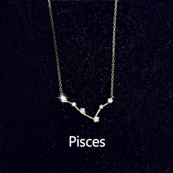 Korean-Style S925 Sterling Silver Inlaid Diamond Zodiac Pendant Necklace for Women