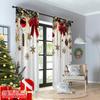 2D Flat Printing 2pcs Merry Christmas Curtain Red Bow Durable 100% Polyester Fabric Without Electricity Spring Party & Holiday
