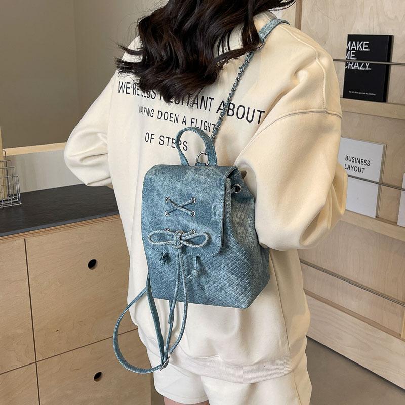 Korean version niche bow backpack bag 2025 new cute simple portable shoulder bag casual versatile schoolbag