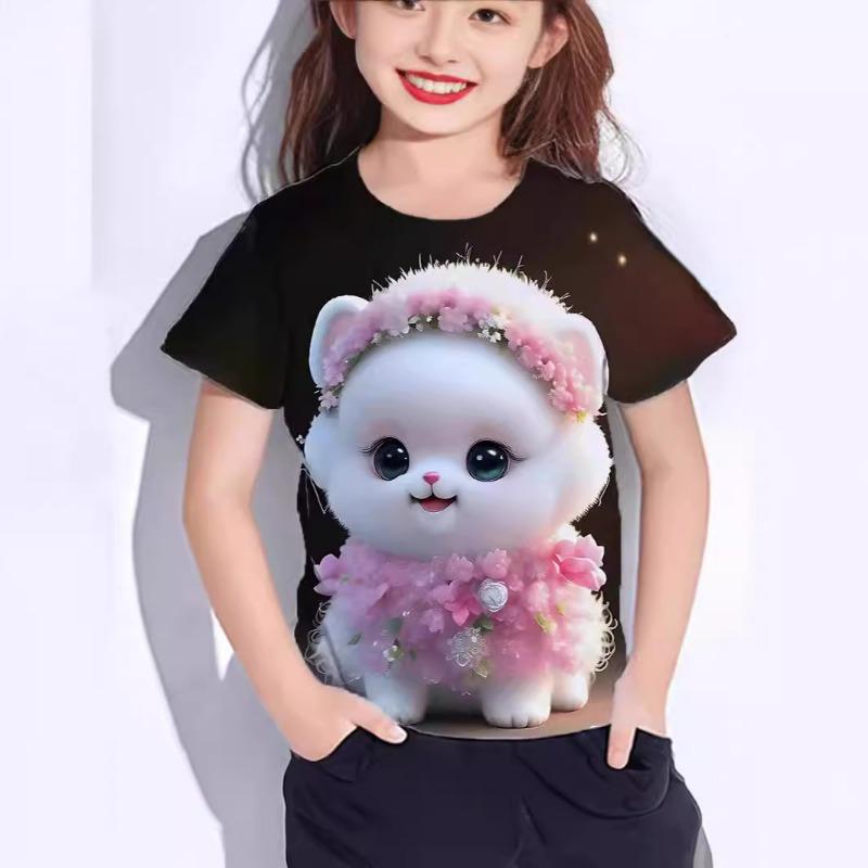 Animal Series 3D Printed Children's T-shirt Pullover Round Neck Short Sleeved Casual T-shirt
