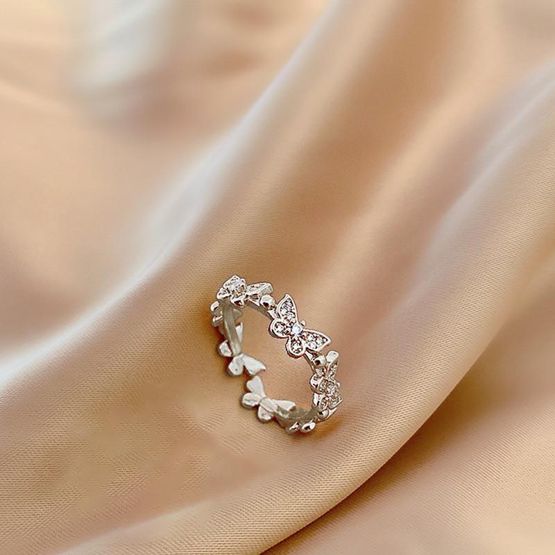 Exquisite Korean Rhinestone Five-pointed Star Adjustable Open Ring For Women Fashion Jewelry