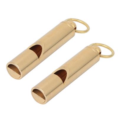 2 STÜCKE Gelb Handarbeit Vintage Reines Messing Schiedsrichter Überlebenspfeife Schlüsselanhänger Anhänger Outdoor EDC ZubehörGelb
