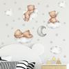 2/1Pcs Wall Stickers Wall Art Decor Cartoon Bear Moon and Stars Color Self Adhesive Stickers for Kids Room Baby Room Wall Decals