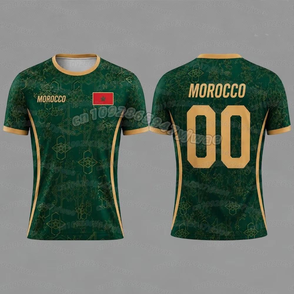 Maglietta con Stampa Bandiera Marocco Stampa 3D Traspirante Asciugatura Rapida Stile Familiare per Uomo Moda Streetwear Sportiva T-shirt Uomo