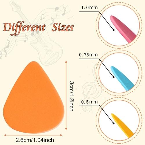 Set of 15 ABS Guitar Picks, 3 Thicknesses: 0.5mm, 0.75mm, and 1mm, Polished Surface, Colorful, Random Colors (4)