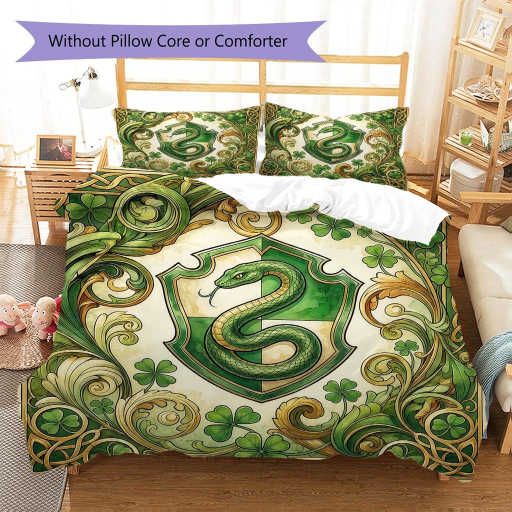 HarryPotter Pattern Bedding Quilt Set Quilt Cover Pillowcase Home Decoration Birthday Gift (1 * Duvet Cover + 2 * Pillowcase, Without Core)