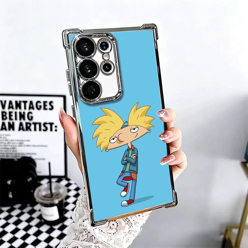 Cartoon Hey Arnold Helga Galvanisiert Handyhülle Für Samsung Galaxy S24 S25 FE S26 Edge S23 Ultra S22 S21 Plus S20 Anti-Fall Airbag