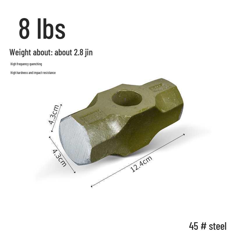 Ciężki duży młot kowalski: Ośmiokątny młotek kamieniarski ze stali przeciwwybuchowej do rozłupywania kamienia i ścian z uchwytem.