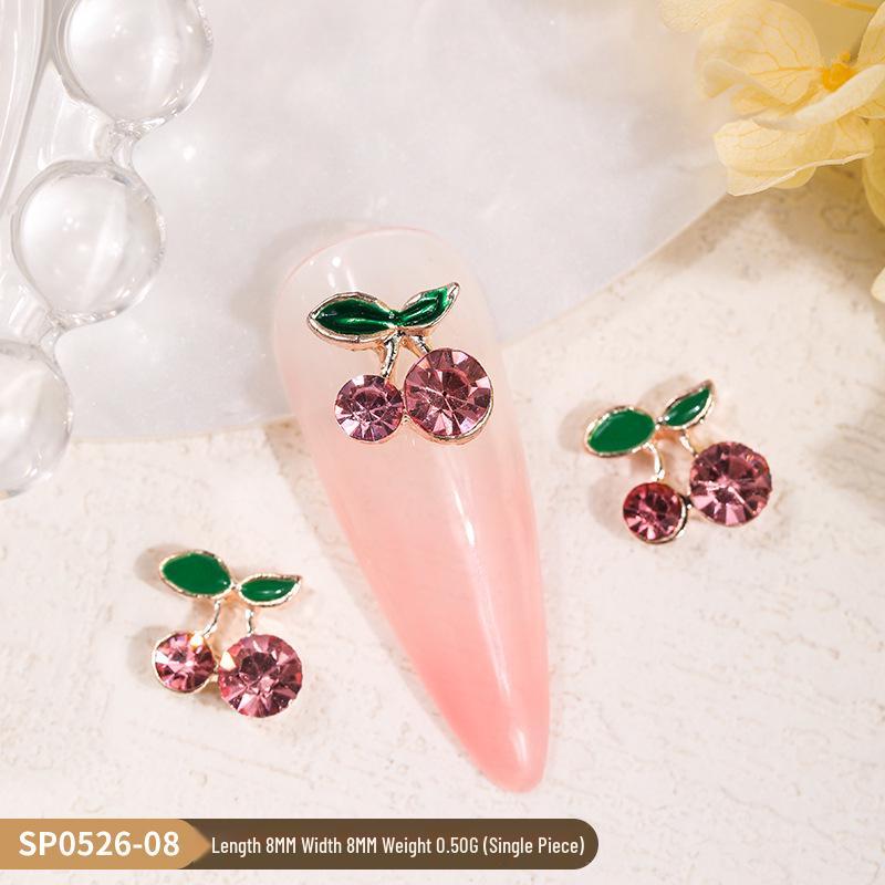 3D Cherry & Fruit Alloy Nail Art Rhinestones - Red, Pink, White Decorations