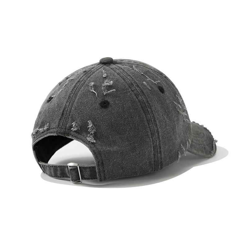 Retro heavy industry embroidery baseball cap for men and women, washed and worn soft top to deepen the big head circumference tide brand cap