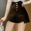 Damen Bootcut Hosen im koreanischen Stil - High Waist Schlankmachende Unregelmäßige Shorts, Vielseitiges Weites Bein, Frühling/Sommer