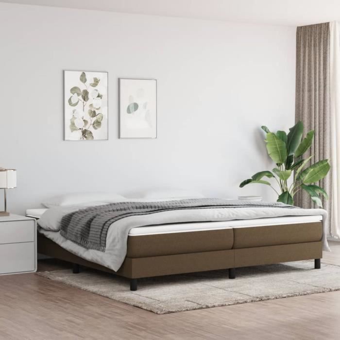 VidaXL Lit à sommier tapissier avec matelas Marron foncé 200x200 cm - Modèle 3144104