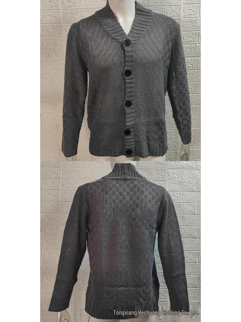 2025 Autumn/Winter Men's Retro Lapel Knit Cardigan - European and American Style