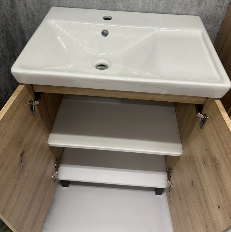 Bathroom set: cabinet with washbasin 80x60, tap, siphon, click-clack plug Bonita