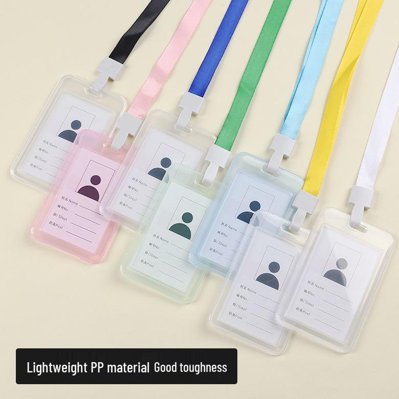 Double-Sided Transparent ID Card Holder with Lanyard for Student IDs and Bus Cards