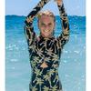 2025 Women's Long Sleeve Zipper One-Piece Swimsuit: European & American Print Surfing Wear