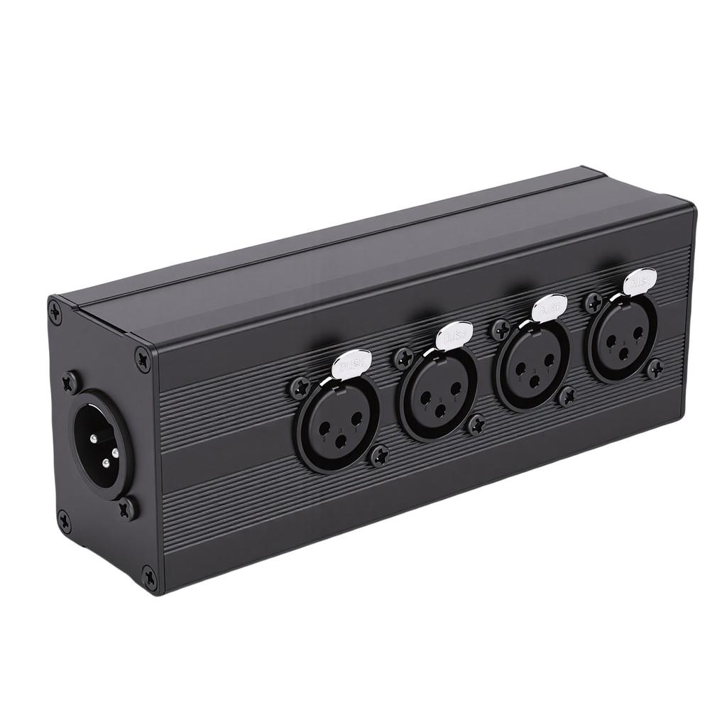 3 Pin XLR 1 Male To 4 Female Splitter Box One Input To 4 Output Parallel Connection Adapter Balanced Converter for Mixer Microphone PA System Stage