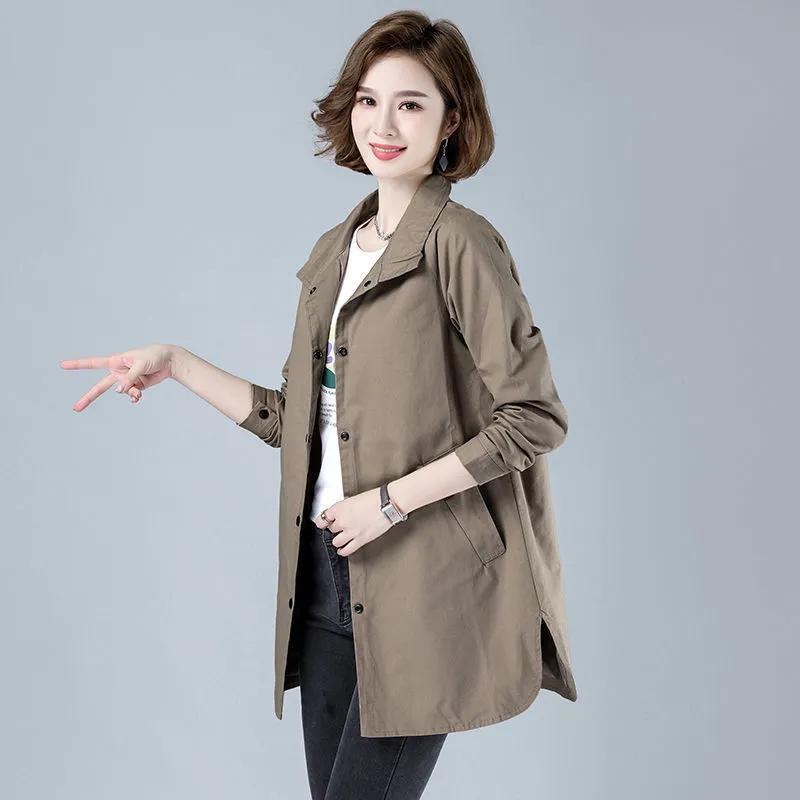 Windjacke Damen Frühling und Herbst Dünne Lockere Jacke Trendiges Mittelanges Oberteil Damen