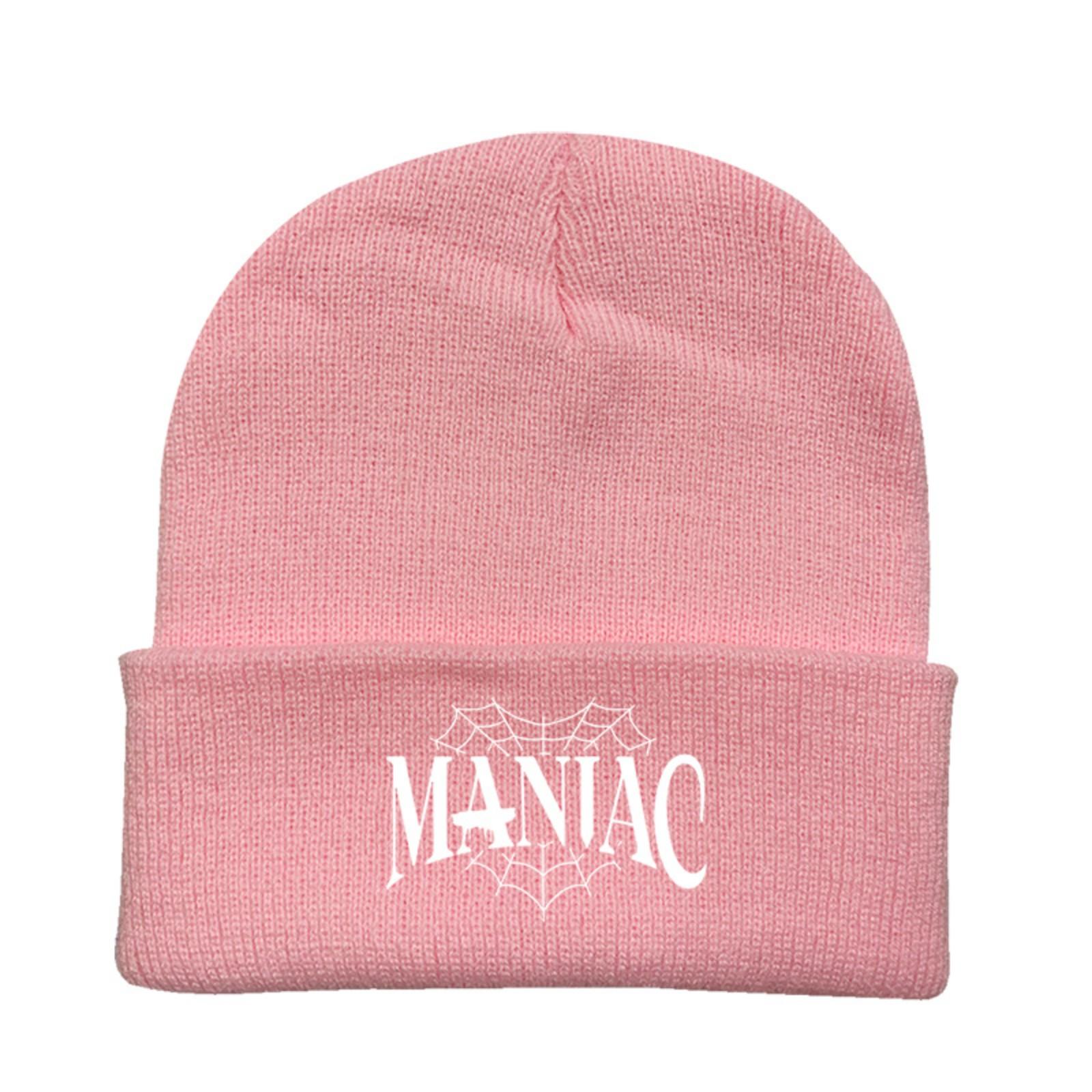 

Вязаная шапка с принтом, флисовая шапка, теплая шапка для отдыха на природе, модная шапка One Size розовый