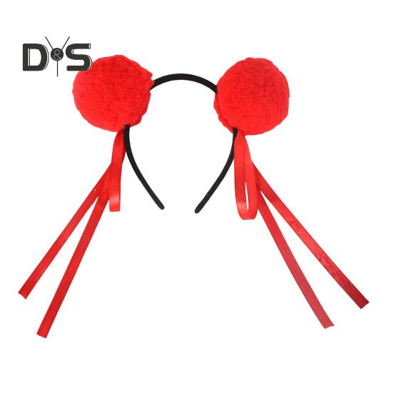 

Повязка на голову из шерстяного шарика с красной лентой, повязка на голову с дизайном «пучок», повязка на голову для взрослых и детей, аксессуары для волос красный