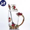Heat Resistant Glass Cup  Rose Enamel Coffee Cup Mug Flower Tea Glass Alloy Handgrip Cup