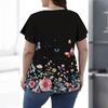 Women's Fashion Casual Printed  V-Neck Short Sleeve Large Size T-Shirt Top