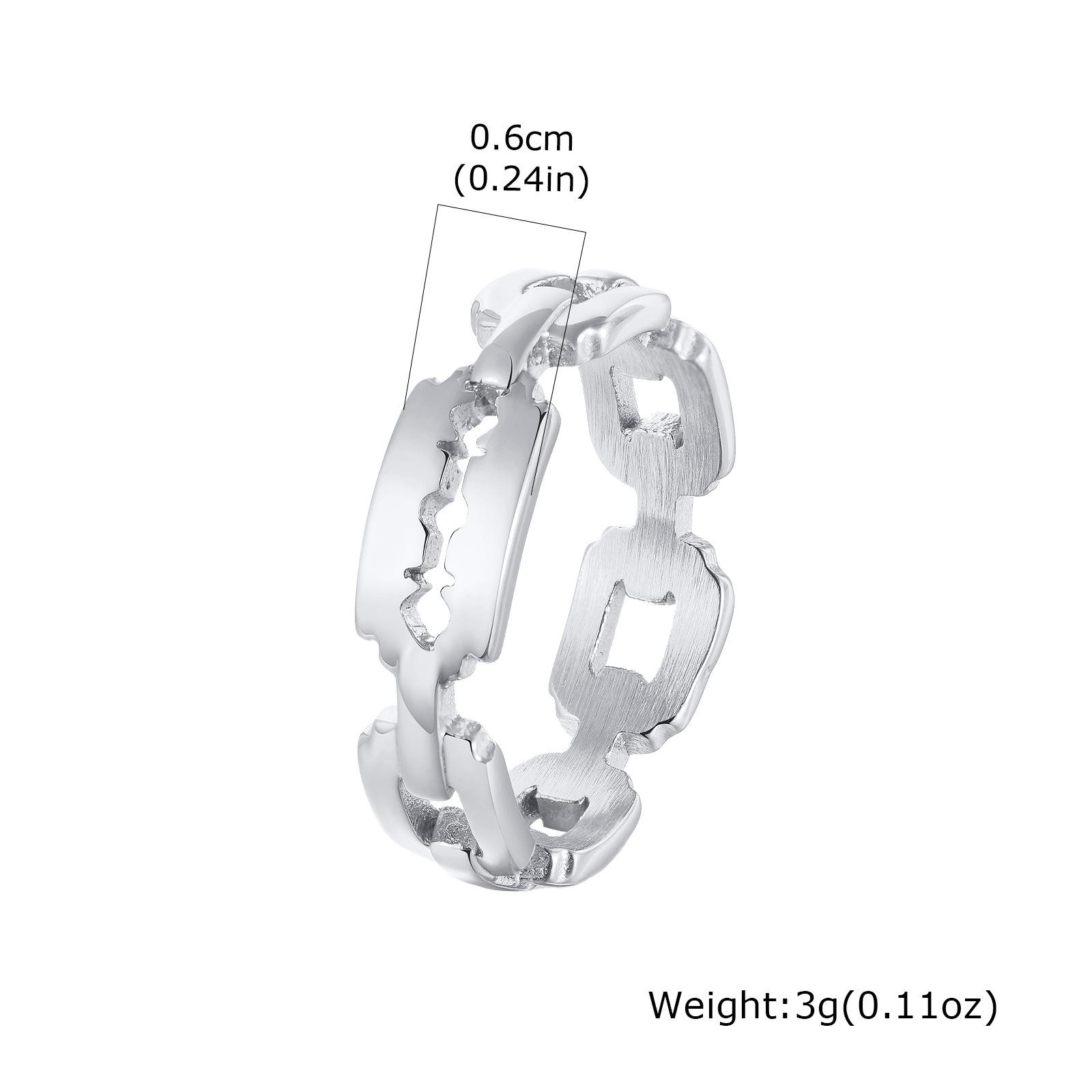 

Women s Stainless Steel Personality Chain Ring, Index Finger Jewelry, European & American Style, RC-499 Size 12