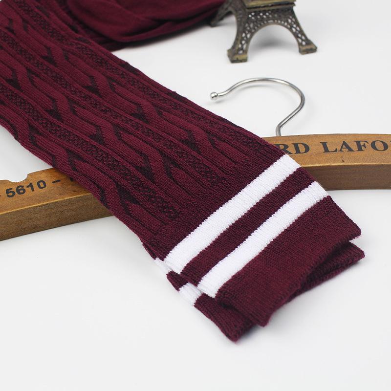 Women Striped Cotton Long Socks Japanese JK Black White Knee High Stockings Students Girls Solid Color Long Tube Leg Warm Socks