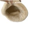 Plush Hat Women's Autumn and Winter Solid Color Suede Bucket Hat Loose Thickened Warm Big Head Circumference Pile Hat Basin Hat