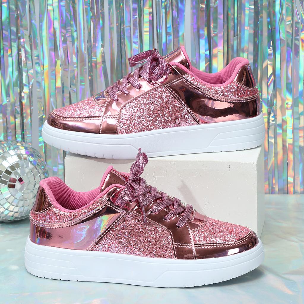 Thick-soled Sequined Board Shoes Heighten Casual Sports Shoes Breathable and Lightweight Outdoor Flat Shoes Couple Tide Shoes