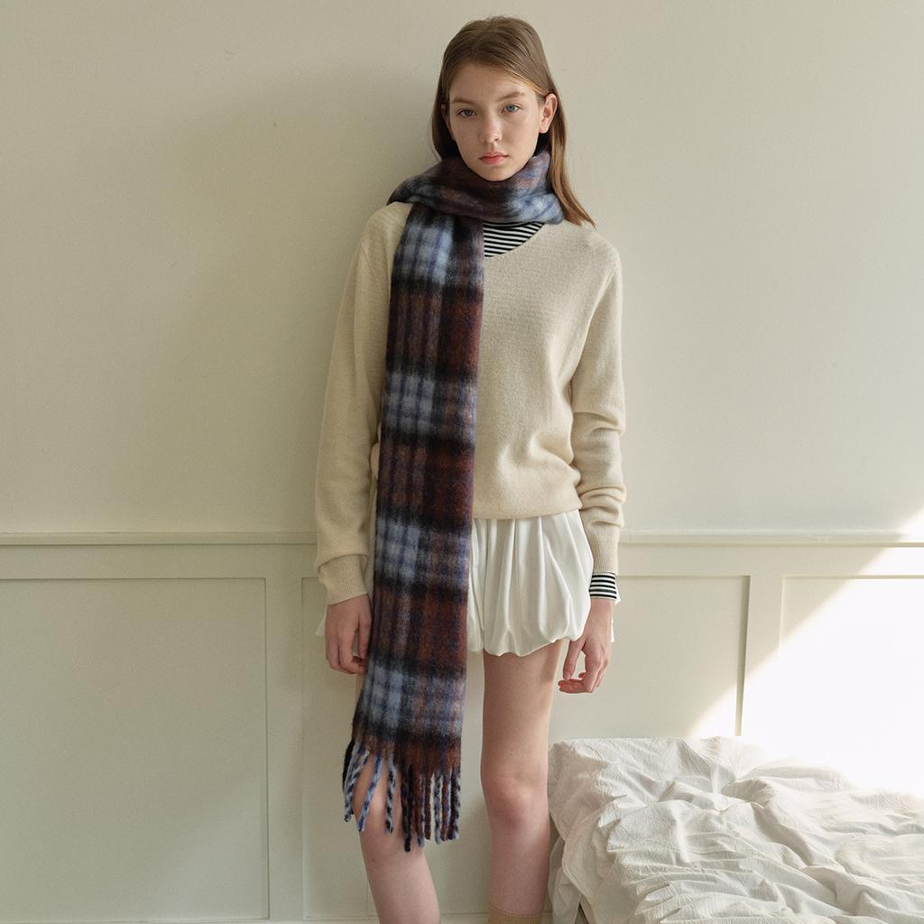 Wool Blended Classic British Plaid Scarf Women's Winter Soft Scarf New Style