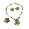 Heavy Industry Colored Treasure Flower Necklace, Gold-Plated, Exquisite High-Grade Electroplated Copper Inlaid Zircon Necklace Set.