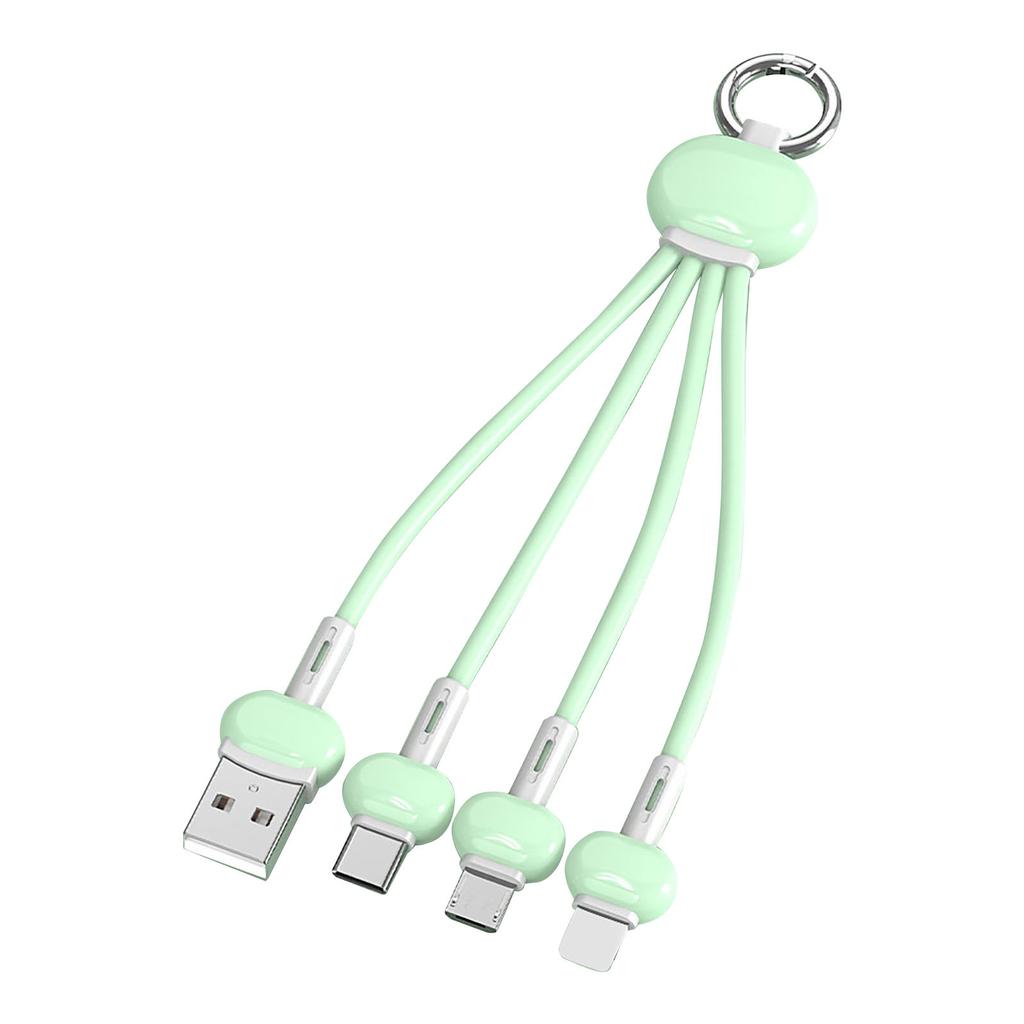 Keychain Silicone Keychain Charge Data Cable,Line Suitable For Type C One Drag Three Fast Charge Data Cable