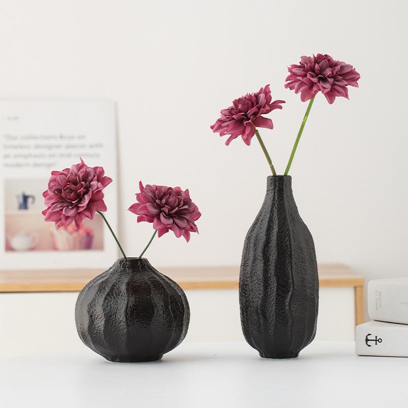 Black Minimalist Creative Decoration with Dried Flowers Flower Vases Entrance Desk Living Room Floral Arrangements Flower Vase