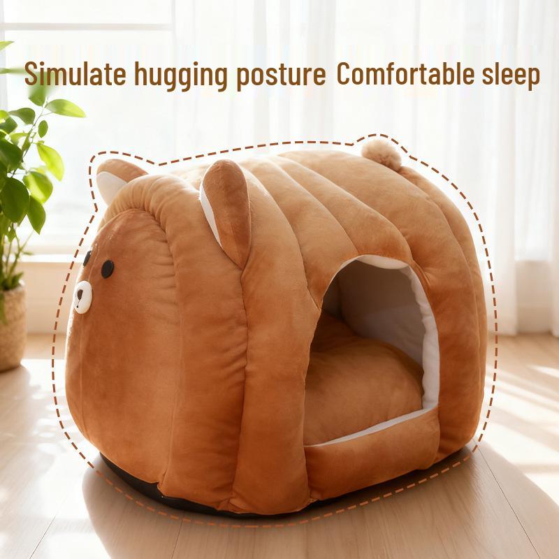 Plush Winter Bed for Small and Medium Pets - Cozy Sleeping Nest for Bichon and Teddy